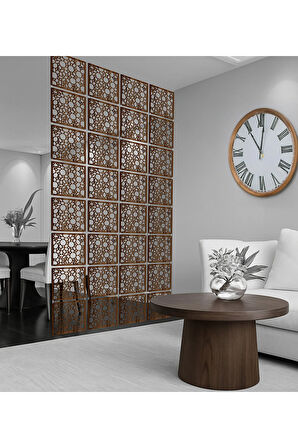 Halkalar Kücük Rastgele Lazer Kesim Paravan, Ahşap Seperatör, Panel Levha Seti Oda Bölücü Desen