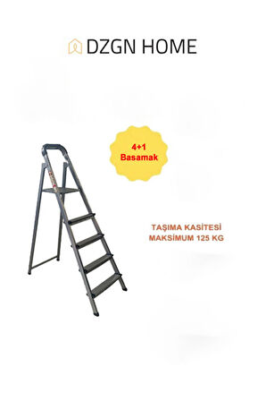 Katre Dayanıklı 4+1 Özel Tasarım Hafif, Kaymaz, Metal Basamaklı Katlanır Merdiven