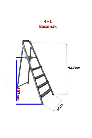 Katre Dayanıklı 4+1 Özel Tasarım Hafif, Kaymaz, Metal Basamaklı Katlanır Merdiven