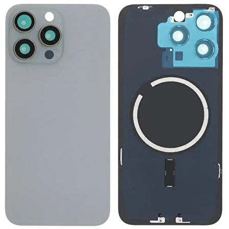 İphone 15 PRO MAX Full Arka Kapak Orijinal Arka Kemere Lensli (CAM) GRİ
