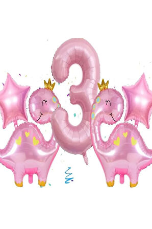SEVİMLİ DİNAZOR FOLYO YAŞ BALON 5Lİ SET
