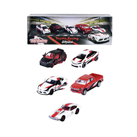 Majorette 1/64 Ölçek Toyota Racing Beşli Set 212053189 / Toyota Corolla Altis - Toyota GRMN Yaris - Toyota GR Supra SZ-R - Toyota Hilux Revo - Toyota 2000 GT