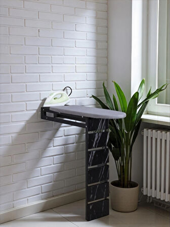 Ütü Masası Papatya Duvara Monte Katlanabilir Ütü Masası Pratik Sağlam Metal Yapılı Siyah