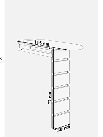 Ütü Masası Papatya Duvara Monte Katlanabilir Ütü Masası Pratik Sağlam Metal Yapılı Siyah