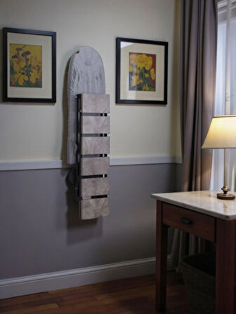 Ütü Masası Papatya Duvara Monte Katlanabilir Ütü Masası Pratik Sağlam Metal Yapılı Gri