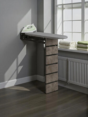 Ütü Masası Papatya Duvara Monte Katlanabilir Ütü Masası Pratik Sağlam Metal Yapılı Gri