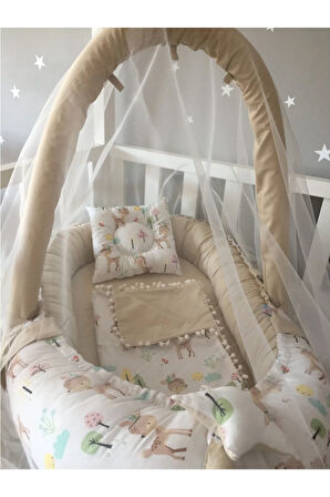 Babynest Sevimli Ceylan Cibinlik Ve Oyuncak Askılı Lüx Tasarım Nest Anne Yanı Set