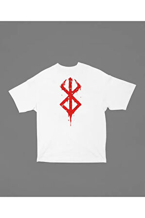 Berserk Logo Baskılı Unisex Tişört, Oversize Anime Dizi Baskılı Tişört