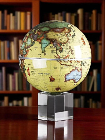  Dönen Işıklı Siyah Dünya Haritası  Küre