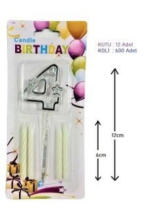 MİKA ŞEFFAF RAKAM GÜMÜŞ MUM 12CM