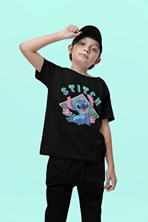 Stitch Baskılı Unisex Çizgi Film Çocuk Tişört (1-12 Yaş)