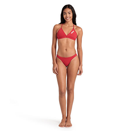 Team Swim Top Tie Back Solid Kadın Kırmızı Yüzücü Bikini üstü 004768450