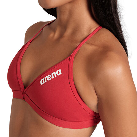 Team Swim Top Tie Back Solid Kadın Kırmızı Yüzücü Bikini üstü 004768450
