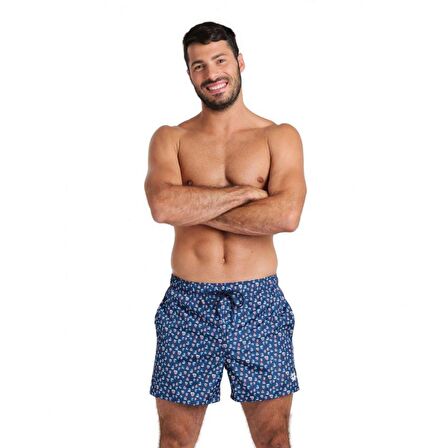 Arena Beach Short Allover Navy Multı Erkek Deniz Şortu Lacivert 005253710