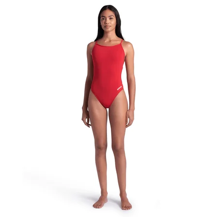 Swimsuit Lace Back Solid Kadın Kırmızı Yüzücü Mayo 004651405
