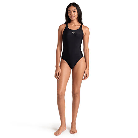 Icons Swimsuit Racer Back Solid Kadın Siyah Yüzücü Mayo 005041510