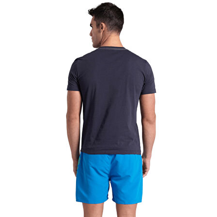 Solid Cotton Erkek Lacivert Günlük Stil T-Shirt 006390781