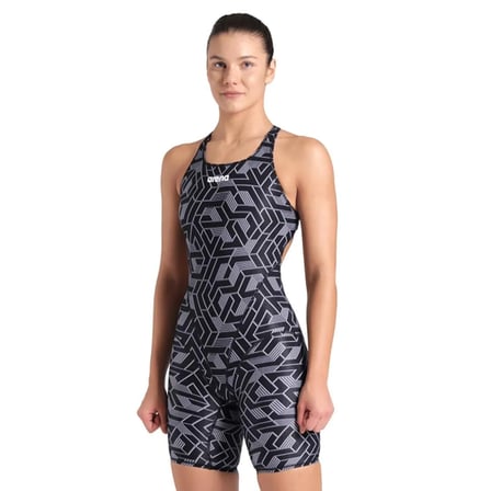 Printed Full Body Kadın Siyah Yüzücü Mayosu 007909500