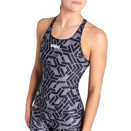Printed Full Body Kadın Siyah Yüzücü Mayosu 007909500