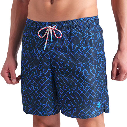 Water Prints Beach Erkek Mavi Deniz Şortu 007153711