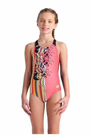 Arena Girl's Arena Palette Swimsuit Swim Pro Back Kız Çocuk Yüzücü Mayo Kırmızı 007918350