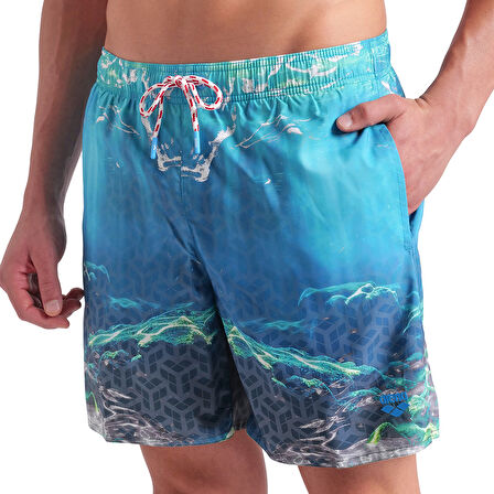 Water Prints Beach Erkek Beyaz Deniz Şortu 007152800