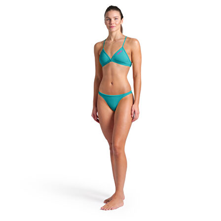 Team Swim Top Tie Back Solid Kadın Beyaz Yüzücü Bikini 004768890