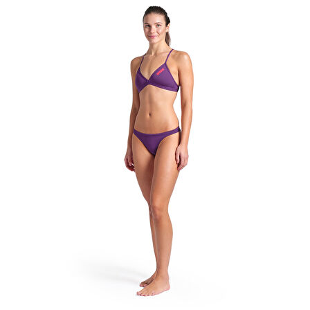 Team Swim Top Tie Back Solid Kadın Mor Yüzücü Bikini 004768930
