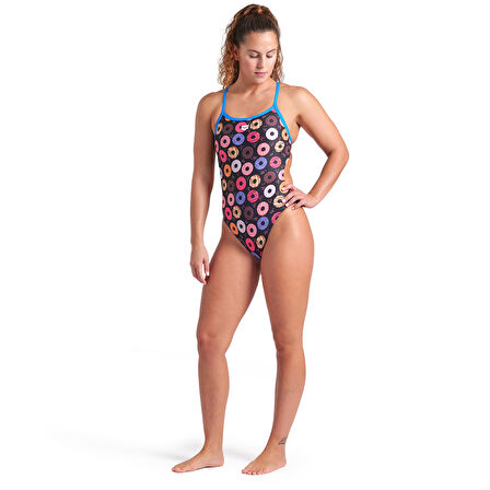 Donuts Swimsuit Challenge Back Kadın Siyah Yüzücü Mayosu 009461590