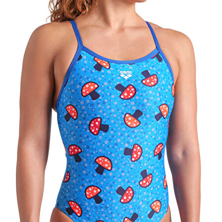 Mushrooms Swimsuit Lightdrop Back Kadın Mavi Yüzücü Mayosu 009468850