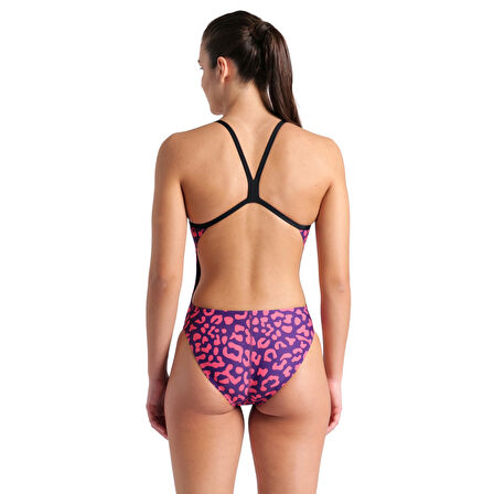 Printed Swimsuit Challenge Back Kadın Mor Yüzücü Mayosu 009443950