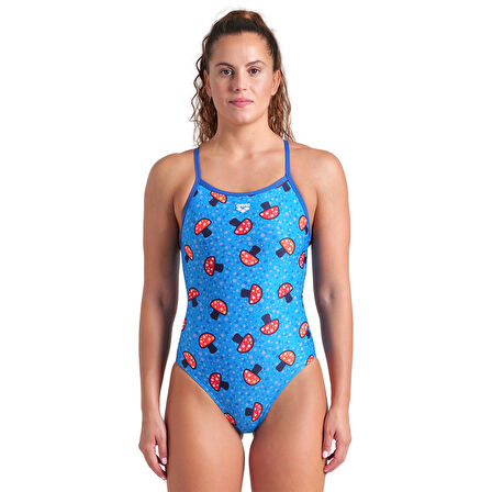 Mushrooms Swimsuit Lightdrop Back Kadın Mavi Yüzücü Mayosu 009468850