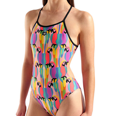 Tropical Delight Swimsuit Tie Back Kadın Pembe Yüzücü Mayosu 010205550