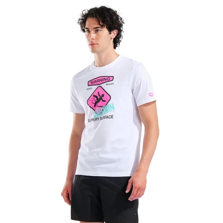 Slippery Surface Print Erkek Beyaz Günlük Stil T-Shirt 011332100