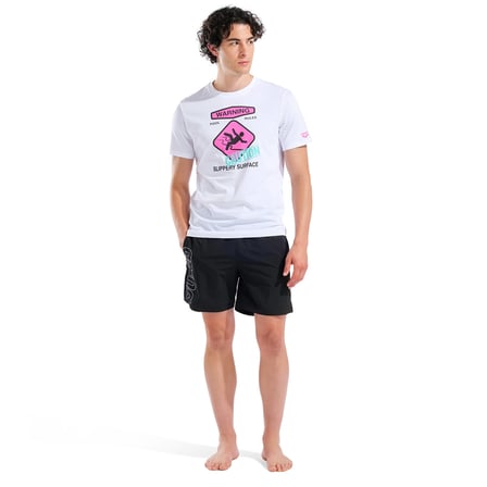 Slippery Surface Print Erkek Beyaz Günlük Stil T-Shirt 011332100
