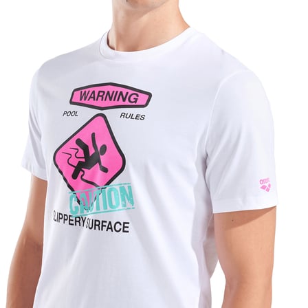 Slippery Surface Print Erkek Beyaz Günlük Stil T-Shirt 011332100