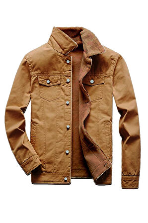 R.lion Kürklü Kot Mont Premium Denim --k.camel--