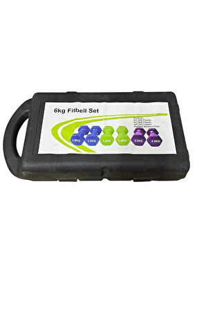 6 Kg Vinly Kaplı Dipping Dumbbell Set Kadınlar İçin Çantalı Dambıl Set 0,5 kg, 1 Kg, 1,5 kg