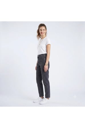 Kadın Siyah Yüksek Bel 80's Mom Jeans Kot Pantolon - 0000 Siyah / 25/30