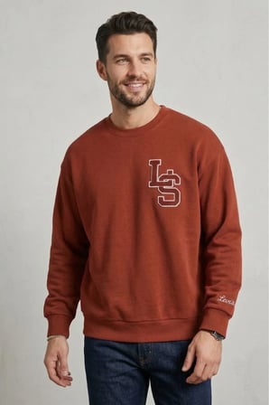 Erkek standart fit Yuvarlak Yaka Sweatshirt - Günlük & Streetwear k.Bordo / XL