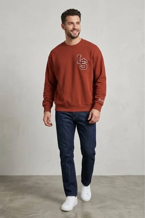 Erkek standart fit Yuvarlak Yaka Sweatshirt - Günlük & Streetwear k.Bordo / XL