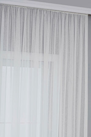 Gauze Fabric Design FOLDED KETEN PLUS KREM YÜKSEK KALİTELİ EKSTRAFORLU TÜL PERDE 100 x 250