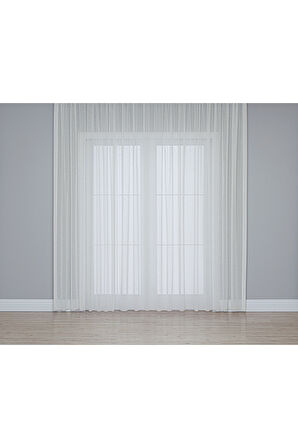 Gauze Fabric Design FOLDED KETEN PLUS KREM YÜKSEK KALİTELİ EKSTRAFORLU TÜL PERDE 100 x 260