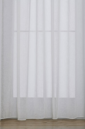 Gauze Fabric Design FOLDED KETEN PLUS KREM YÜKSEK KALİTELİ EKSTRAFORLU TÜL PERDE 250 x 250