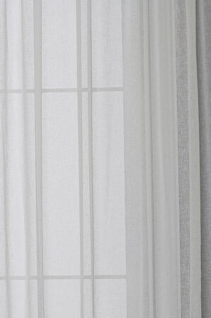 Gauze Fabric Design FOLDED KETEN PLUS KREM YÜKSEK KALİTELİ EKSTRAFORLU TÜL PERDE 400 x 270