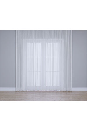Gauze Fabric Design Folded KETEN PLUS BEYAZ TÜL PERDE 100 x 260