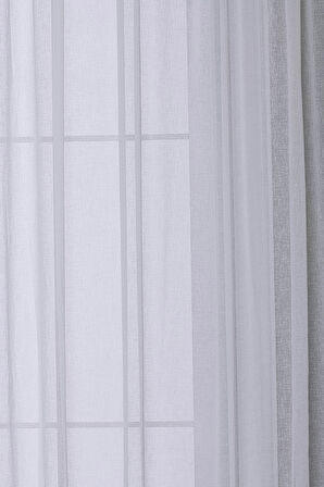 Gauze Fabric Design FOLDED KETEN PLUS BEYAZ YÜKSEK KALİTELİ EKSTRAFORLU TÜL PERDE 400 x 270