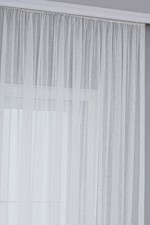 Gauze Fabric Design Folded KETEN PLUS EKRU TÜL PERDE 300 x 270