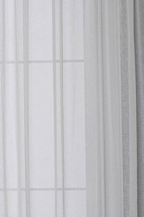 Gauze Fabric Design FOLDED KETEN PLUS EKRU YÜKSEK KALİTELİ EKSTRAFORLU TÜL PERDE 400 x 260