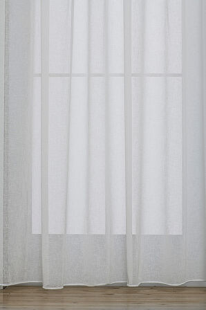Gauze Fabric Design FOLDED KETEN PLUS EKRU YÜKSEK KALİTELİ EKSTRAFORLU TÜL PERDE 400 x 260